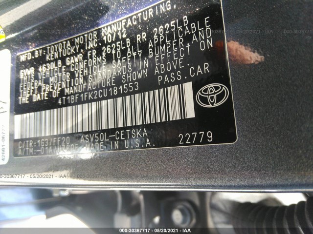 Photo 8 VIN: 00000000000181553 - TOYOTA CAMRY 