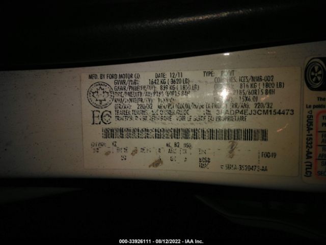 Photo 8 VIN: 000DP4EJ3CM154473 - FORD FIESTA 