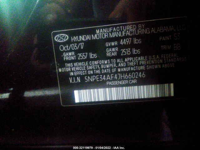 Photo 8 VIN: 000E34AF4JH660246 - HYUNDAI SONATA 