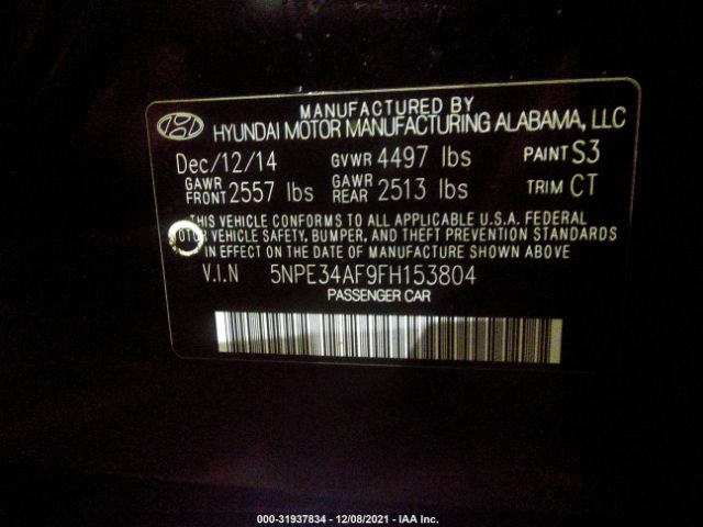 Photo 8 VIN: 000E34AF9FH153804 - HYUNDAI SONATA 