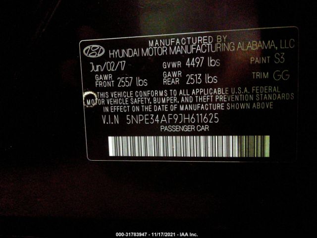 Photo 8 VIN: 000E34AF9JH611625 - HYUNDAI SONATA 