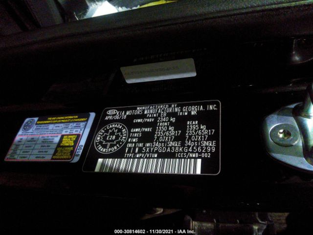 Photo 8 VIN: 000PGDA38KG456299 - KIA SORENTO 