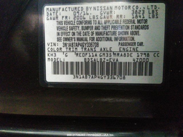 Photo 8 VIN: 001AB7AP4GY336708 - NISSAN SENTRA 