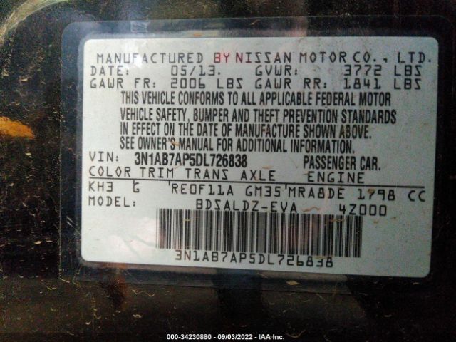 Photo 8 VIN: 001AB7AP5DL726838 - NISSAN SENTRA 