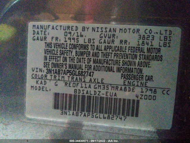 Photo 8 VIN: 001AB7AP5GL682747 - NISSAN SENTRA 