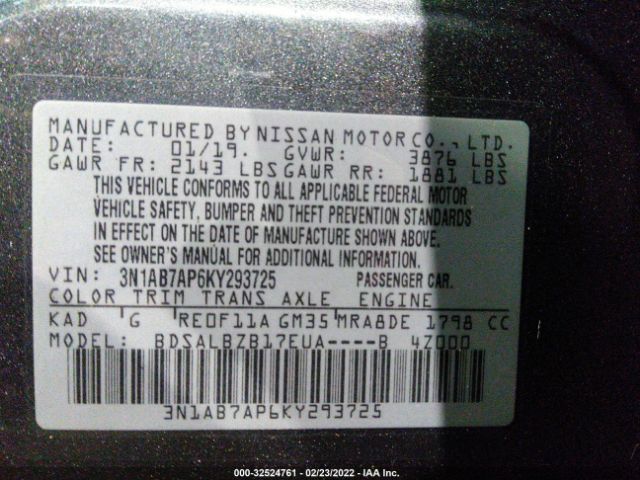 Photo 8 VIN: 001AB7AP6KY293725 - NISSAN SENTRA 