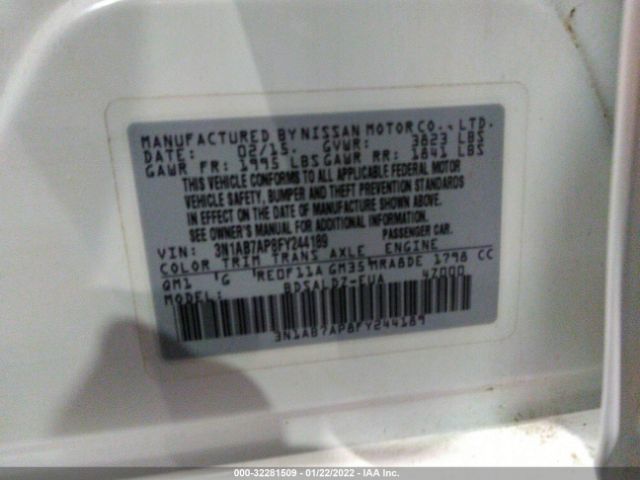 Photo 8 VIN: 001AB7AP8FY244189 - NISSAN SENTRA 