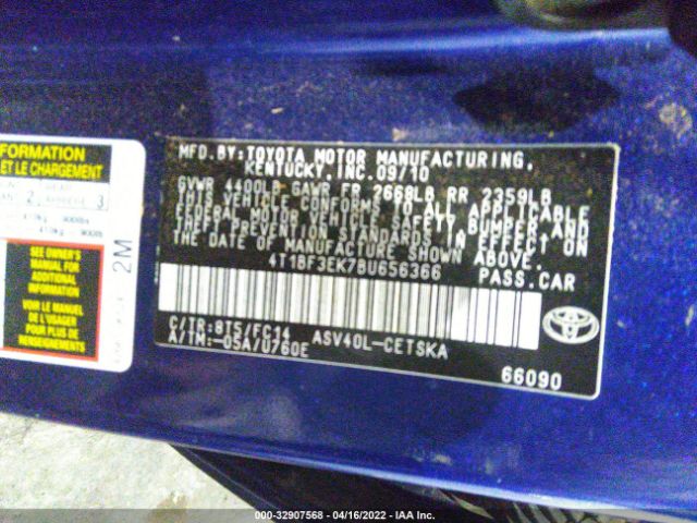 Photo 8 VIN: 001BF3EK7BU656366 - TOYOTA CAMRY 