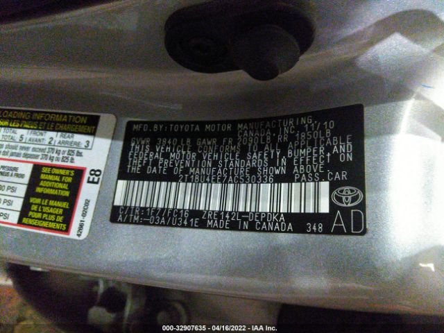 Photo 8 VIN: 001BU4EE7AC530336 - TOYOTA COROLLA 