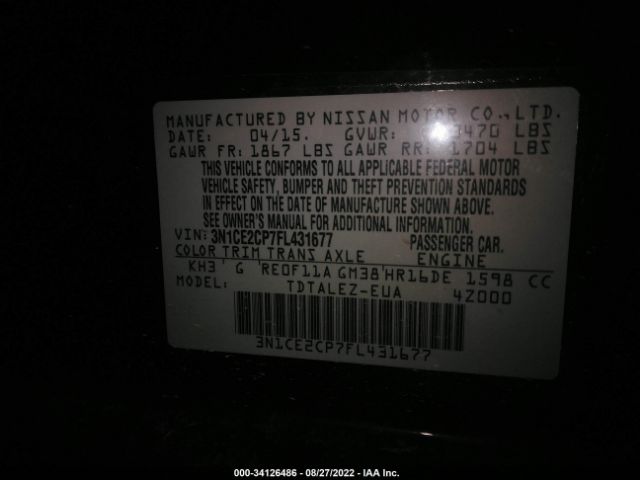 Photo 8 VIN: 001CE2CP7FL431677 - NISSAN VERSA NOTE 