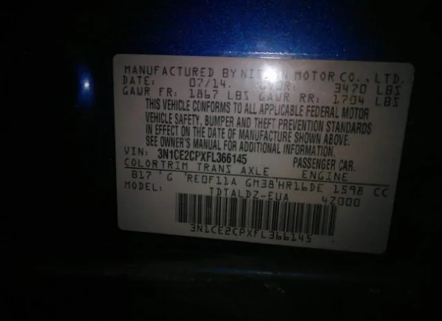 Photo 8 VIN: 001CE2CPXFL366145 - NISSAN VERSA NOTE 