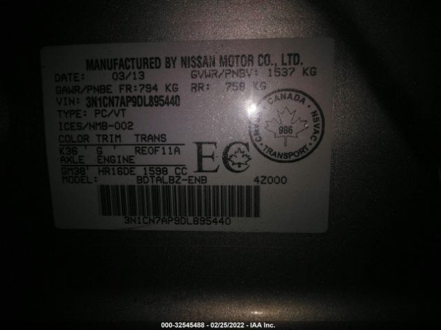 Photo 8 VIN: 001CN7AP9DL895440 - NISSAN VERSA 