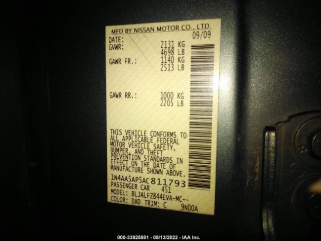 Photo 8 VIN: 004AA5AP5AC811793 - NISSAN MAXIMA 