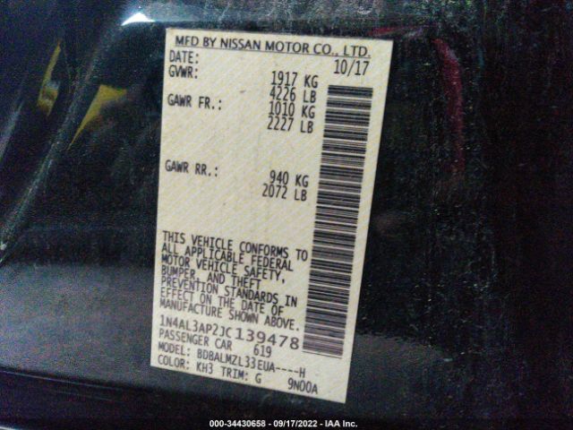 Photo 8 VIN: 004AL3AP2JC139478 - NISSAN ALTIMA 