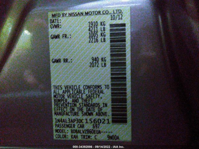 Photo 8 VIN: 004AL3AP3DC156021 - NISSAN ALTIMA 