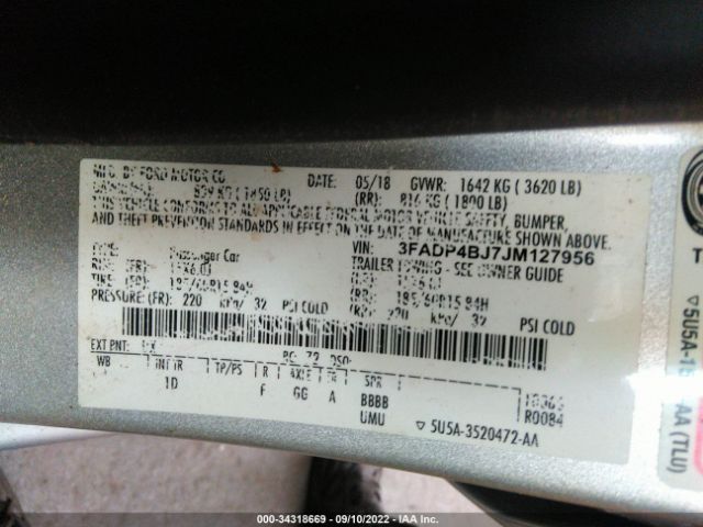 Photo 8 VIN: 00ADP4BJ7JM127956 - FORD FIESTA 