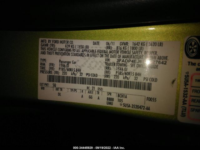 Photo 8 VIN: 00ADP4EJ6BM227642 - FORD FIESTA 