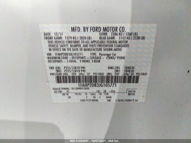 Photo 8 VIN: 00AHP2D83JG105771 - FORD TAURUS 