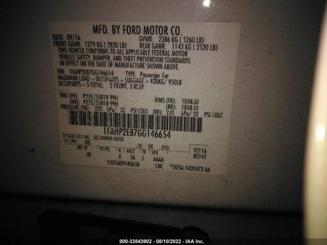 Photo 8 VIN: 00AHP2E87GG146654 - FORD TAURUS 