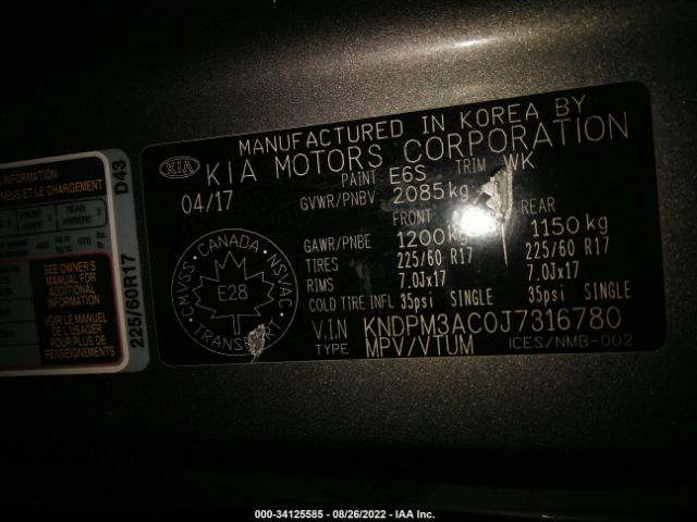 Photo 8 VIN: 00DPM3AC0J7316780 - KIA SPORTAGE 