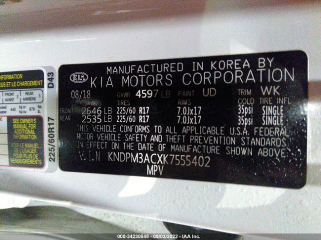 Photo 8 VIN: 00DPM3ACXK7555402 - KIA SPORTAGE 