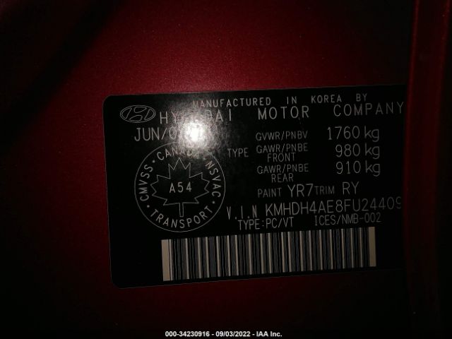 Photo 8 VIN: 00HDH4AE8FU244097 - HYUNDAI ELANTRA 