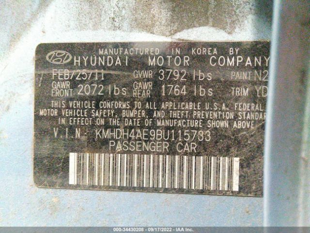 Photo 8 VIN: 00HDH4AE9BU115733 - HYUNDAI ELANTRA 