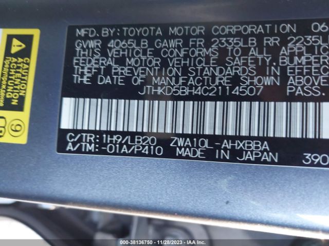 Photo 8 VIN: 00JTHKD5BH4C21145 - LEXUS CT 