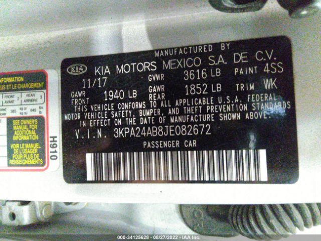 Photo 8 VIN: 00PA24AB8JE082672 - KIA RIO 