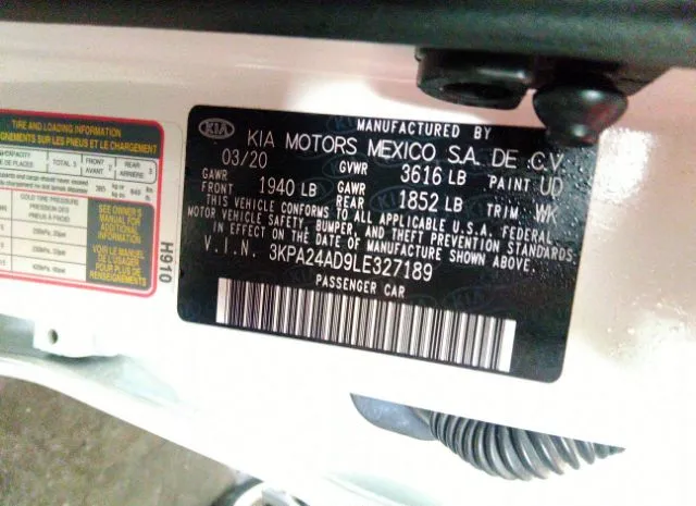 Photo 8 VIN: 00PA24AD9LE327189 - KIA RIO 