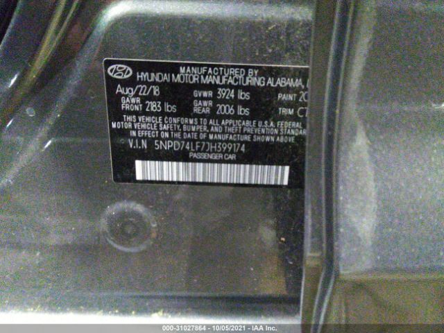 Photo 8 VIN: 00PD74LF7JH399174 - HYUNDAI ELANTRA 