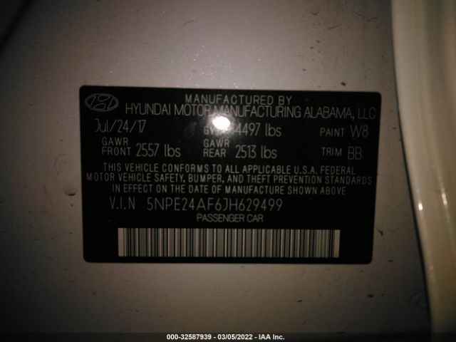 Photo 8 VIN: 00PE24AF6JH629499 - HYUNDAI SONATA 