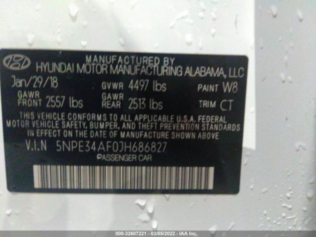 Photo 8 VIN: 00PE34AF0JH686827 - HYUNDAI SONATA 