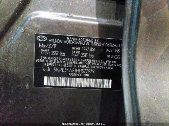 Photo 8 VIN: 00PE34AF1HH577979 - HYUNDAI SONATA 