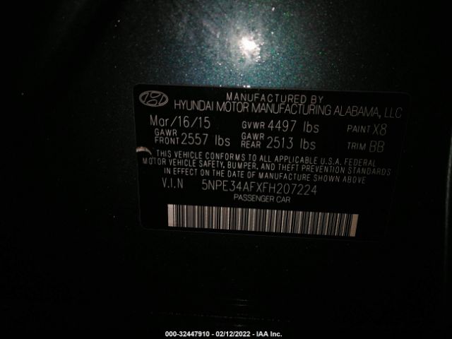 Photo 8 VIN: 00PE34AFXFH207224 - HYUNDAI SONATA 