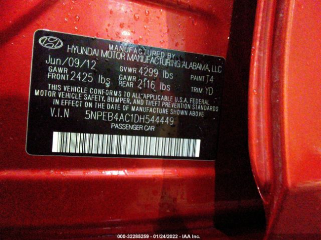 Photo 8 VIN: 00PEB4AC1DH544449 - HYUNDAI SONATA 