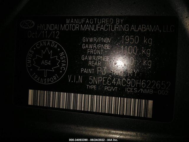 Photo 8 VIN: 00PEC4AC9DH622652 - HYUNDAI SONATA 