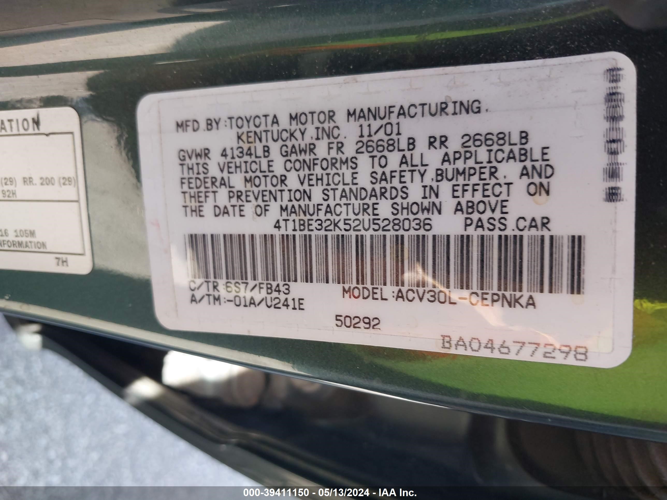 Photo 8 VIN: 04T1BE32K52U52803 - TOYOTA CAMRY 