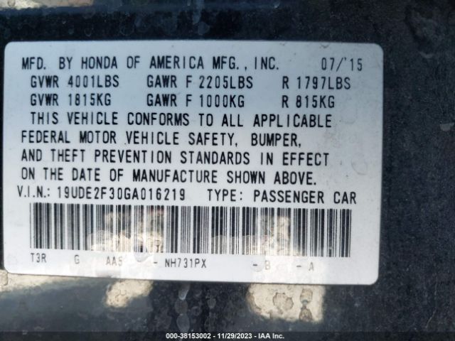 Photo 8 VIN: 19UDE2F30GA016219 - ACURA ILX 