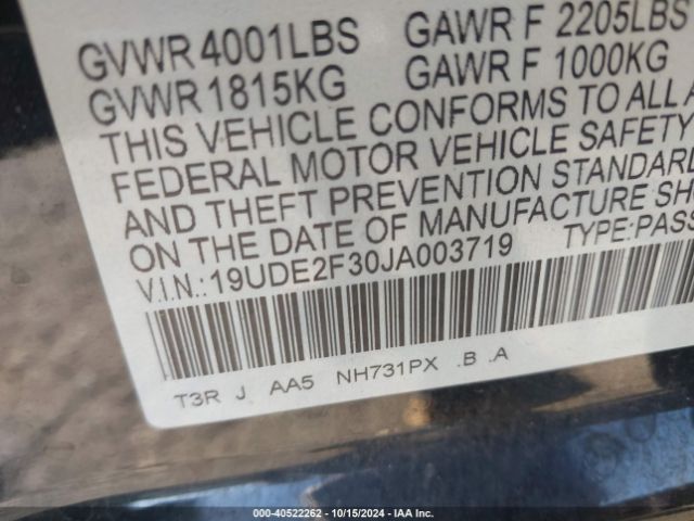 Photo 8 VIN: 19UDE2F30JA003719 - ACURA ILX 