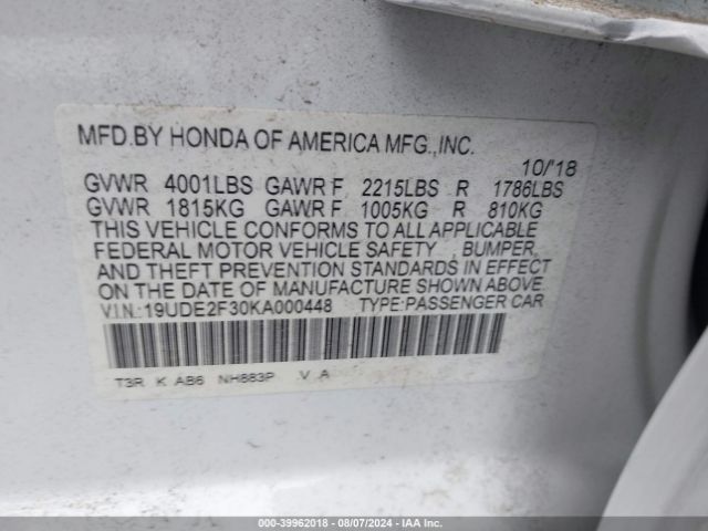 Photo 8 VIN: 19UDE2F30KA000448 - ACURA ILX 