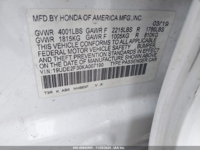 Photo 8 VIN: 19UDE2F30KA007190 - ACURA ILX 