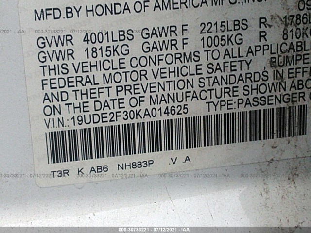 Photo 8 VIN: 19UDE2F30KA014625 - ACURA ILX 