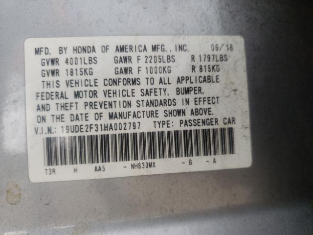 Photo 9 VIN: 19UDE2F31HA002797 - ACURA ILX BASE W 