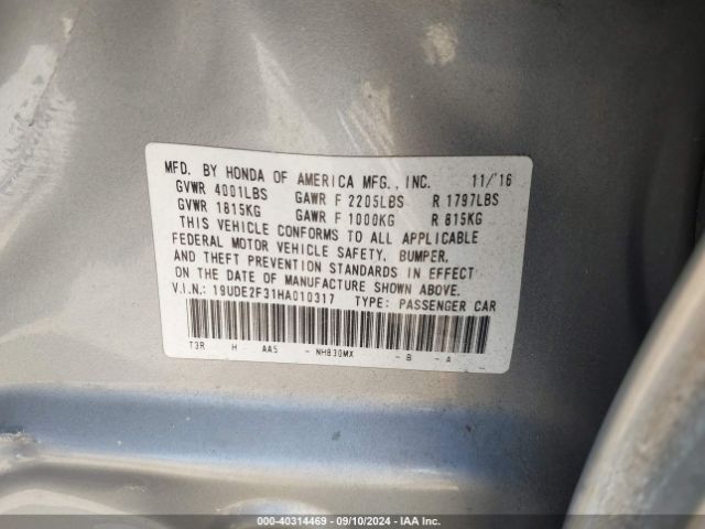 Photo 8 VIN: 19UDE2F31HA010317 - ACURA ILX 