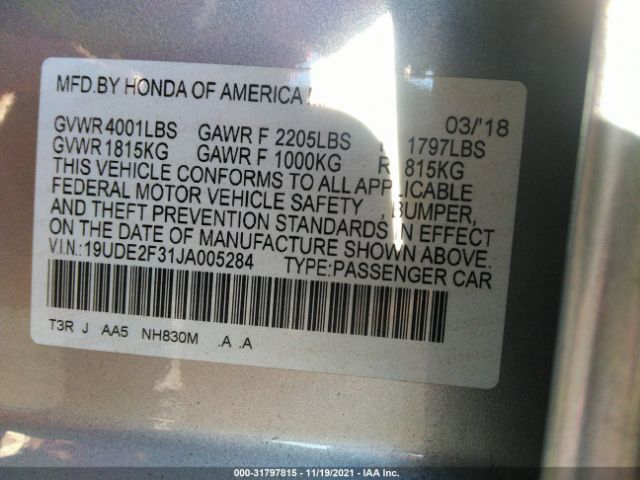 Photo 8 VIN: 19UDE2F31JA005284 - ACURA ILX 