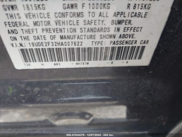 Photo 8 VIN: 19UDE2F32HA007622 - ACURA ILX 