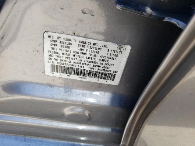 Photo 9 VIN: 19UDE2F33GA017459 - ACURA ILX BASE W 