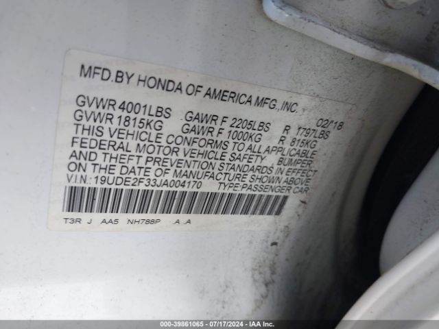 Photo 8 VIN: 19UDE2F33JA004170 - ACURA ILX 