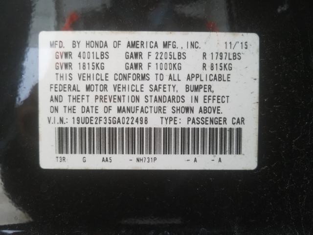 Photo 9 VIN: 19UDE2F35GA022498 - ACURA ILX BASE W 